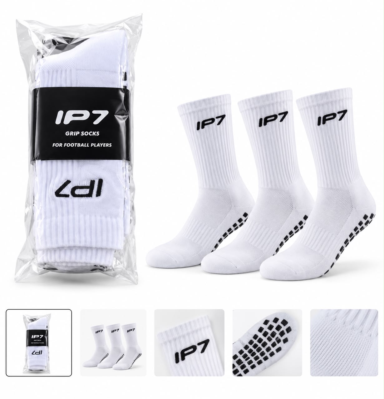 ProGrip Elite - מארז 3 זוגות גרבי גריפ מקצועיות לכדורגל